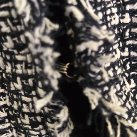 Nanette Lepore Tweed Frayed Blazer In Very Black Lady Jacket Pearl Button Size M - Picture 7 of 9